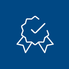 A logo with three stars and a checkmark in the middle, symbolising a warranty or quality.