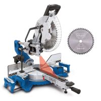 Scheppach sliding cross-cut mitre saw HM305SL featuring laser guide, soft start, soft draw-out and 180 x 340 mm cutting height