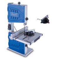 HBS261 Bandsaw by Scheppach with mitre gauge. 230V, 550W, max. cut height 130 mm, max. cut width 245 mm.