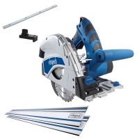 Scheppach plunge saw with 700 mm guide rails, including extra accessories and blades