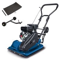 Plate compactor HP2300S with 23 kN compaction force, 5.6 PS engine power and 82 kg weight. Includes mat and steering device for easy handling.