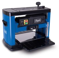 Scheppach thickness planer (PLM1800) showing worktable and controls