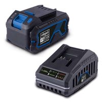 4Ah Battery & 2.4A Charger 20V Starter Kit by Scheppach including LED display and wall mount.