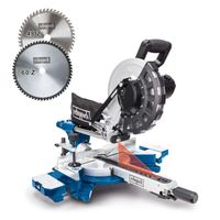 Scheppach 10" Sliding Mitre Saw HM254 with laser guide, 2000W, 48T/60T blades, 45° bevel, 90mm cut height