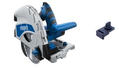 Scheppach PL75 plunge saw with accessory part. The saw is shown from the side.
