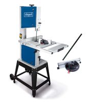 Bandsaw HBS400 with tilting table and mitre gauge. Max. cut height: 170mm, includes 2 saw bands, 230V, 750W.