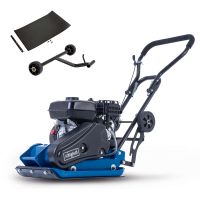 Scheppach vibrating plate with integrated handling frame, including steering wheel and wheels