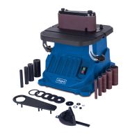 Oscillating Belt & Spindle Sander OSM600 by Scheppach. Includes sanding attachments and accessories. Perfect for precise sanding.