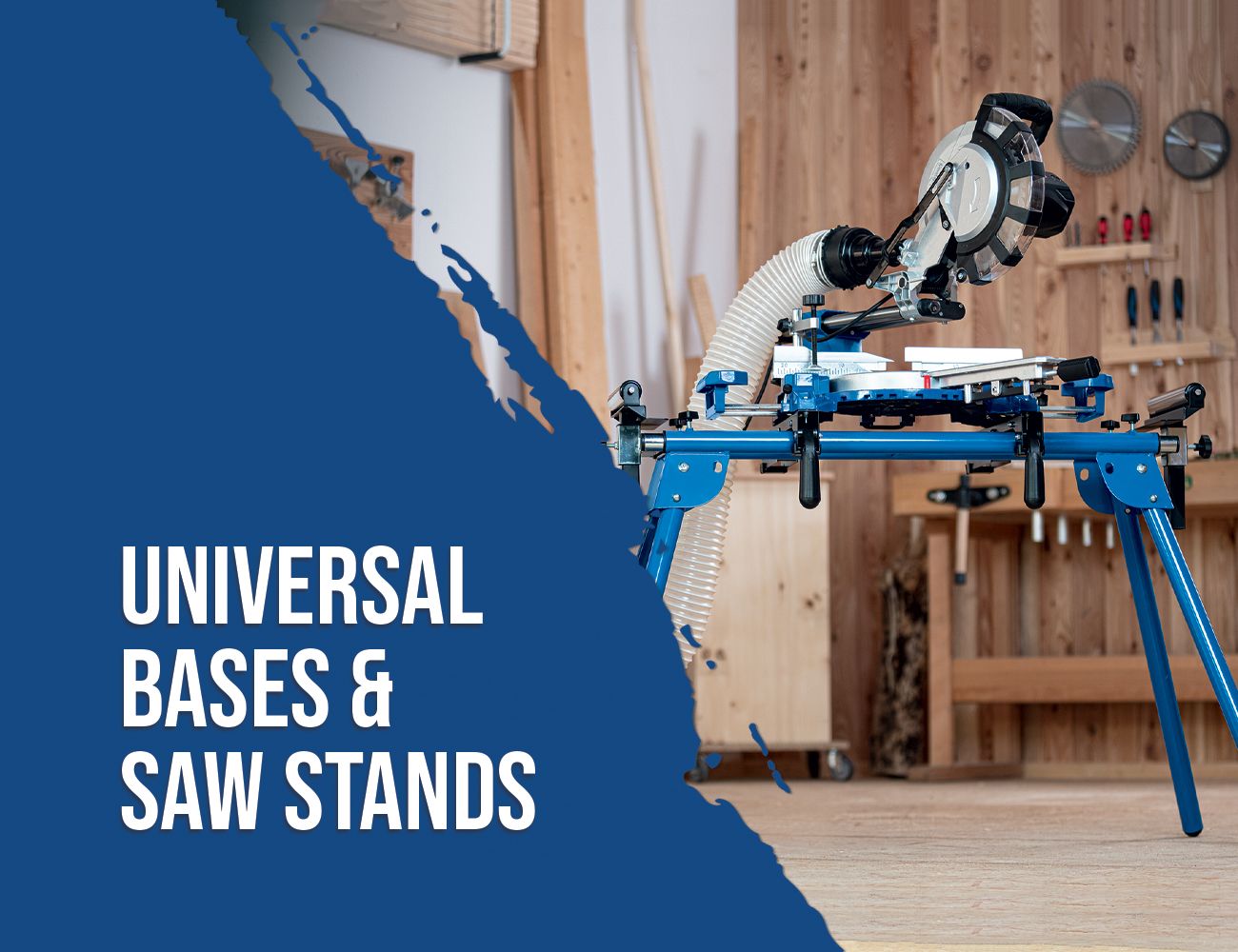 Scheppach universal base & saw stand. Tool with saw attachment and dust extraction in the workshop.