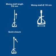 Scheppach mixing shaft (510 mm length, 110 mm diameter) with quick-closure feature