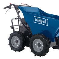 Scheppach dumper with AWD, showing front wheels and chassis