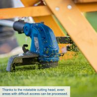 Rotating cutting head for precise trimming on Scheppach cordless strimmer