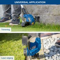 Portable grass trimmer with built-in edging tool for precise lawn and kerb cutting