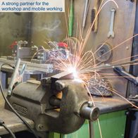 Tool attachment showing welding sparks, ideal for precise workshop and portable use