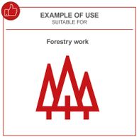 Example of forestry tool usage depicted with workflow illustrations