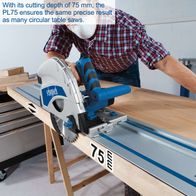 Scheppach PL75 plunge saw with 75 mm cutting depth for accurate results