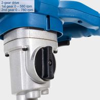 Hand mixer with 2-speed gearbox, rpm range 0–580/780 for PM1600