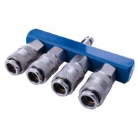 Scheppach quick coupling air manifold with 1 inlet and 2 outlets, 1/4 inch