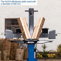 HL810 vertical log splitter splitting wood up to 300 mm diameter