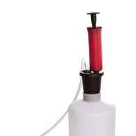 Engine hand pump by Scheppach, front view. With hose connection and pump head.