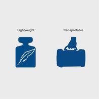 Lightweight and portable welding machine illustrated with transport and compactness indicators