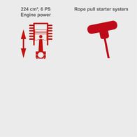 Scheppach lawn mower featuring a 224 cc engine and 6 PS power, rope pull starter system