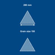 Triangular sanding paper with 280 mm width and grit size 150