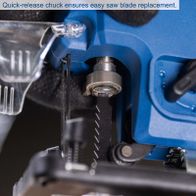 Quick-release chuck for cordless jigsaw enabling easy blade replacement