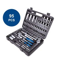 Scheppach DIY tool kit with 95 pieces in an open case