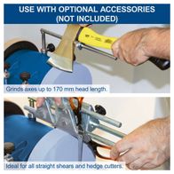 Wet grinding system for axes up to 170 mm length, suitable for tool sharpening