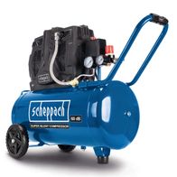 Scheppach HC51Si oil-free silent compressor with dual gauges and quick couplings, 50L tank