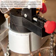 Scheppach chain sharpener with adjustable grinding angle for quick chain sharpening