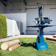 Standing Scheppach log splitter HL810 with hydraulic system for precise wood splitting