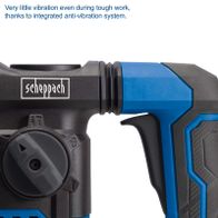 Anti-vibration system for minimal vibration comfort during drilling, Scheppach electric hammer drill