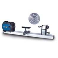 Scheppach wood lathe with integrated holder for planing disc and turning tool, including drive and guide rail