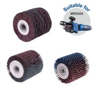 3-piece round brush set for wood by Scheppach, featuring different brush heads for MRS500