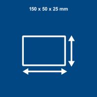 Technical dimensions sheet: 150 x 50 x 25 mm product illustration