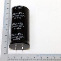 Electrolytic capacitor 560 µF, 400V rated, HPVENT 105°C, negative terminal