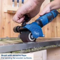 Scheppach round brush with abrasive flaps for sanding flat wooden surfaces