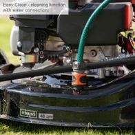 Water connection for easy cleaning feature on Scheppach tool