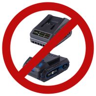 Scheppach battery lawnmower showing 20V battery status and display indicators