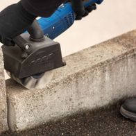 Scheppach plastic fiber brush in use with attached tool