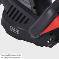 Electric hedge trimmer with removable base plate for easy maintenance