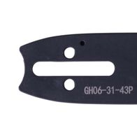 Chainsaw guide bar GH06-31-43P by Scheppach, photographed from above.