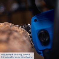 Robust metal claw stop prevents material from slipping during cutting for secure stability.