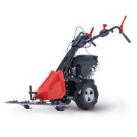 Scheppach lawn care machine with mulching attachment and drive system for ground cultivation