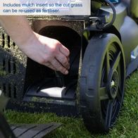 Mulch insert allowing cut grass to be reused as fertilizer