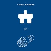 1 input with 4 outputs, 1/4 inch connector