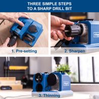 Three-step guide to sharpening a drill bit: pre-setting, sharpening, thinning