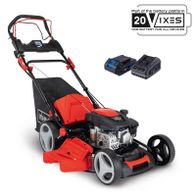 Scheppach self-propelled lawnmower MS173-51E with battery and charger, featuring 65L collection bin and 51 cm cutting width